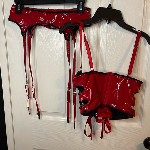 Dolls Kill Sugar Thrillz - sexy Red Faux Leather Vinyl - Small - New - Lingerie - Picture 3 of 5